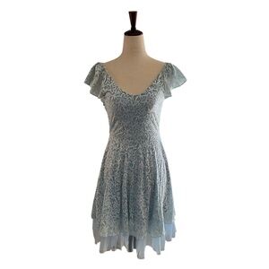 Disney Cinderella Blue Floral Print Dress Size Medium